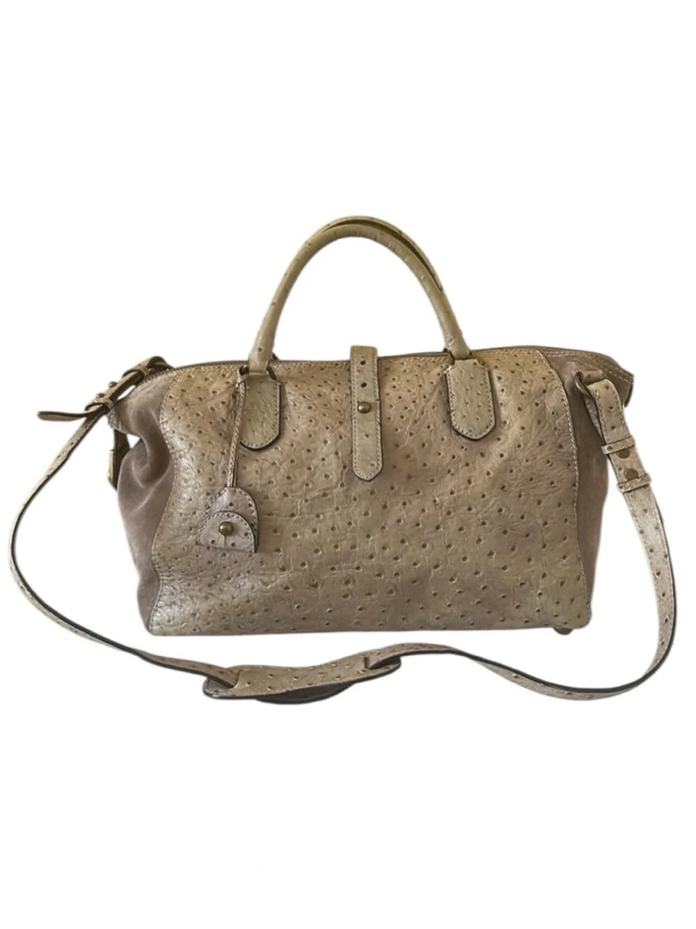 Kate Spade Westward Adventurer Satchel Taupe Ostrich Suede Large  Bag